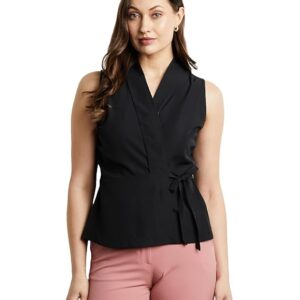Women's Solid Sleeveless Wrap Top (Regular Fit | Desk-to-Dinner)Women's Solid Sleeveless Wrap Top (Regular Fit | Desk-to-Dinner) (Available in Plus Sizes)