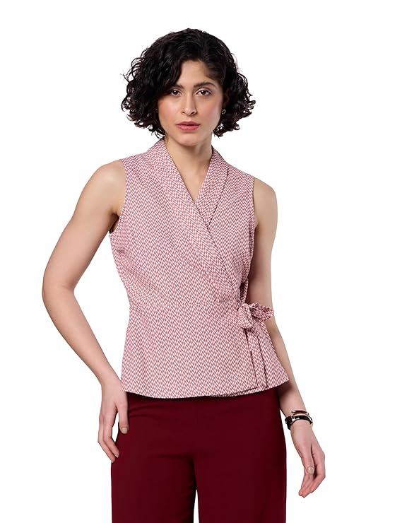 Women's Solid Sleeveless Wrap Top (Regular Fit | Desk-to-Dinner)Women's Solid Sleeveless Wrap Top (Regular Fit | Desk-to-Dinner) (Available in Plus Sizes)